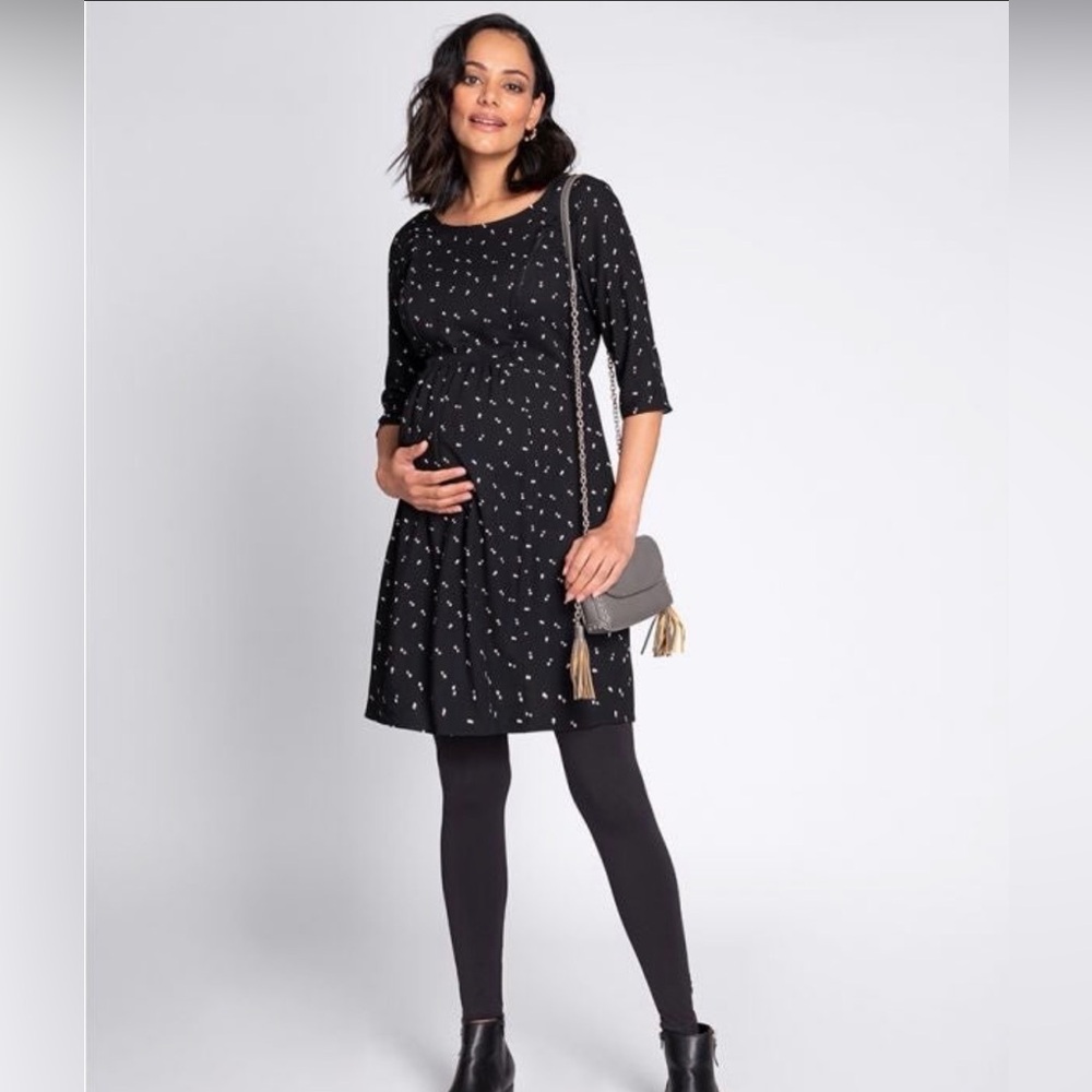 Seraphine Black Polka Dot Maternity & Nursing Dress US 2 - C19-001